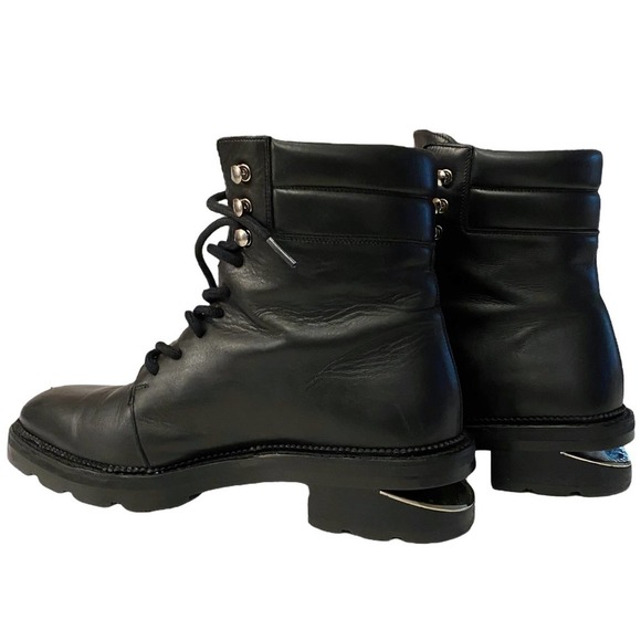 Alexander Wang Andy Hiker Leather Booties Silver-Tone Hardware Black Size 41 - Picture 8 of 16